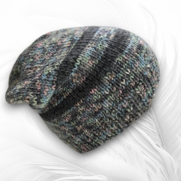 Handmade Multicolor Knit Beanie Soft Wool Blend Winter Hat Unisex - Picture 2 of 9